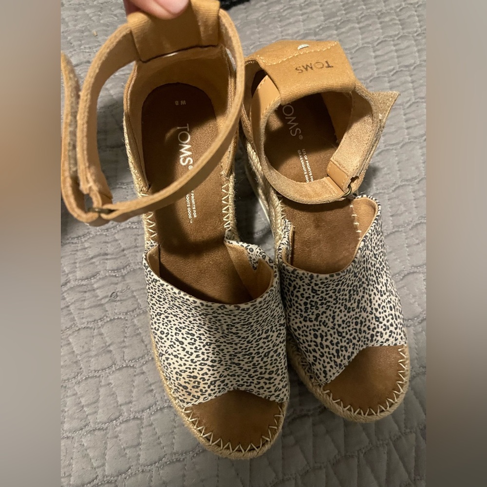 TOMS Women's Espadrilles with Animal Print and Tan Accents